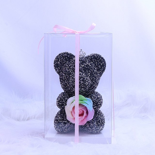 Ammy Diamond teddy bear 22cm modern novel design rose Rose Bear Mother Day Gifts bear rose decorations for home