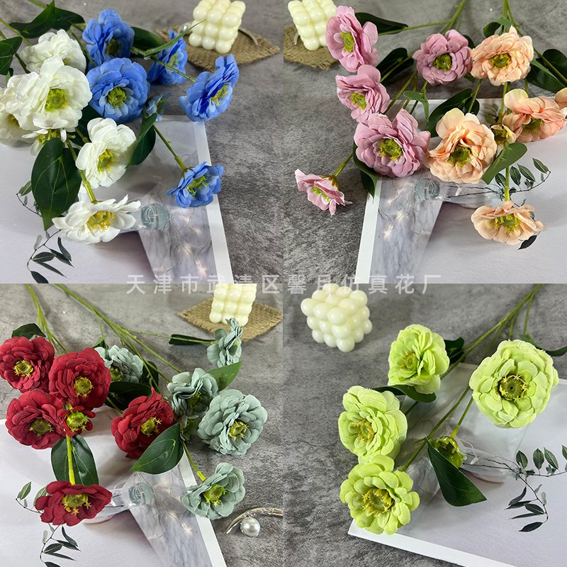 Elegant 5-head Artificial Golden Chrysanthemum Home Decor for Living Room and Valentine's Day Gift