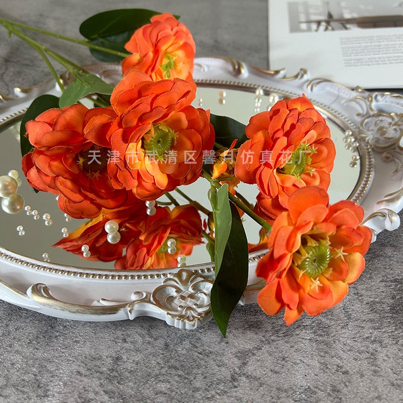 Elegant 5-head Artificial Golden Chrysanthemum Home Decor for Living Room and Valentine's Day Gift