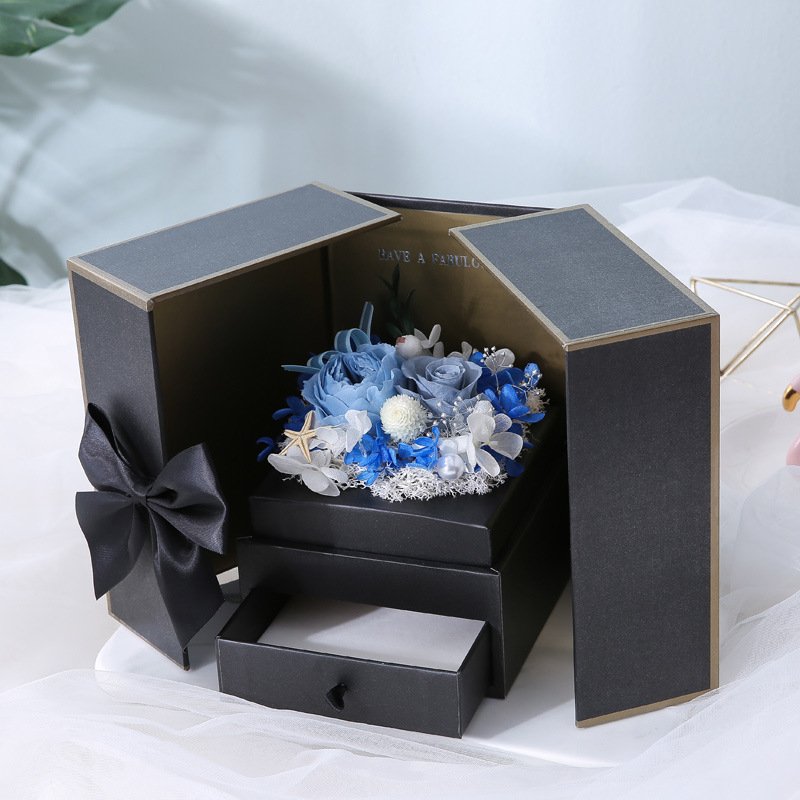 Valentine Teddy Bear Rose Necklace Gift Box artificial flower gift box never die eternal flower roses with gift box