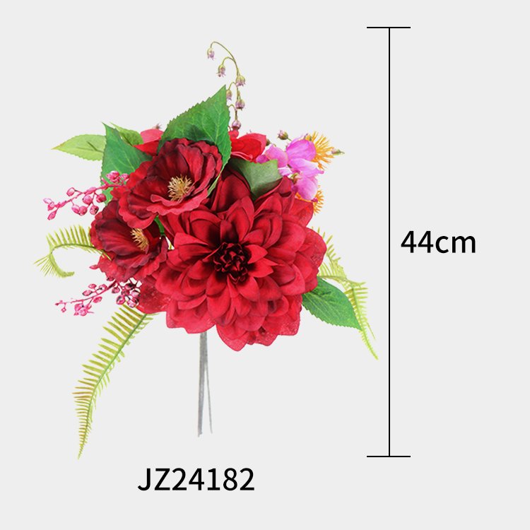 Hot Selling 44cm Wholesale Artificial Dahlia Wreath Preserved Flowers & Plants Colorful Balloonflower Decorative Flowers Wreaths