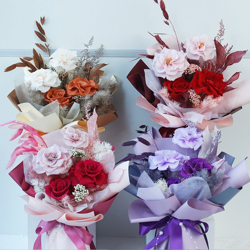 Customized color and size Mothers Day Gifts Wedding Valentine Festival Novelty Gift Real rose touch Preserved Roses Bouquet