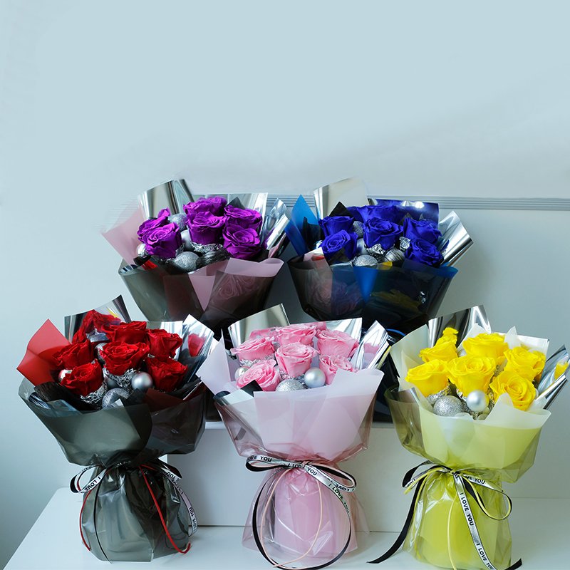 Customized color and size Mothers Day Gifts Wedding Valentine Festival Novelty Gift Real rose touch Preserved Roses Bouquet