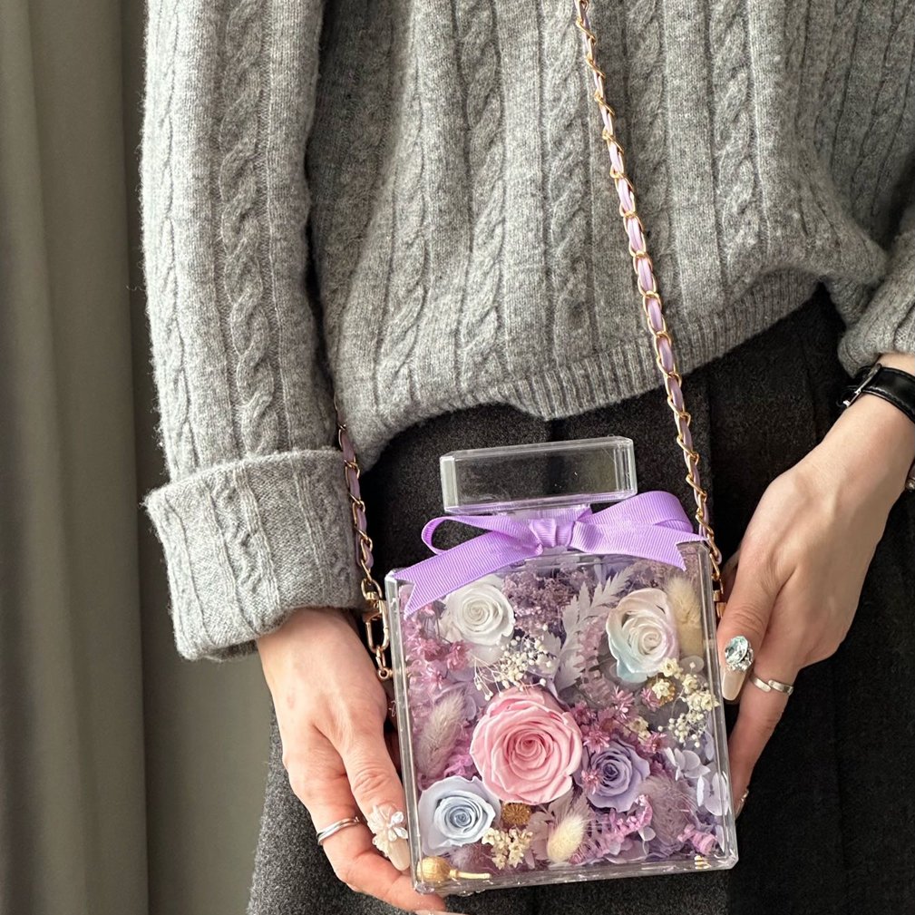Mother's Day Gift everlasting flower gift box shoulder bag decoration Eternal Immortal Long Lasting Rose Preserved Flowers