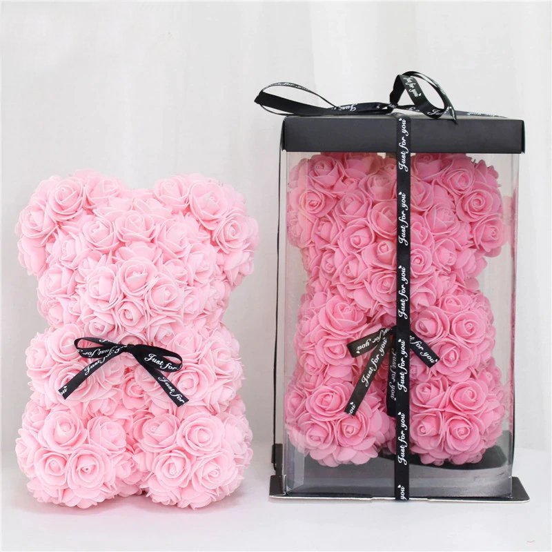 Mother Bridal Showers Weddings Artificial Flower 25cm Light Pink Mini Valentines Rose Bears