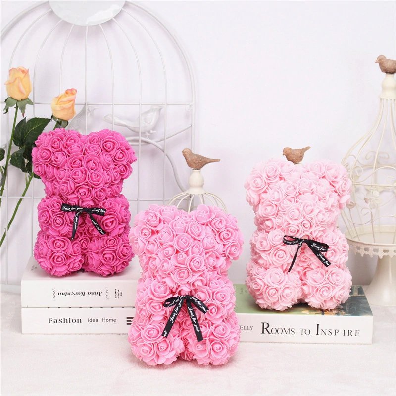 Mother Bridal Showers Weddings Artificial Flower 25cm Light Pink Mini Valentines Rose Bears