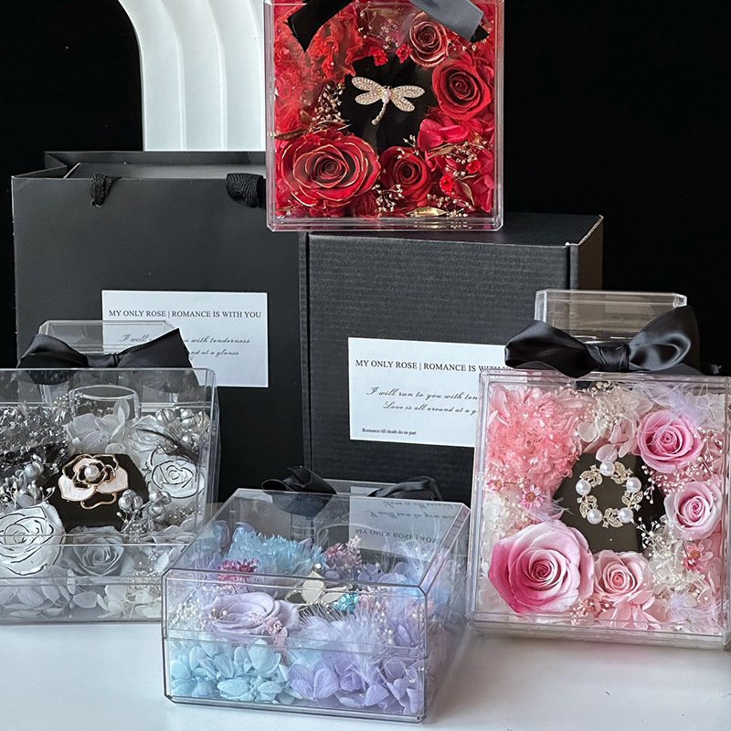 Valentines Day Everlasting Flower Gift Box Decoration Everlasting Eternal Immortal Long Lasting Rose Preserved Flowers