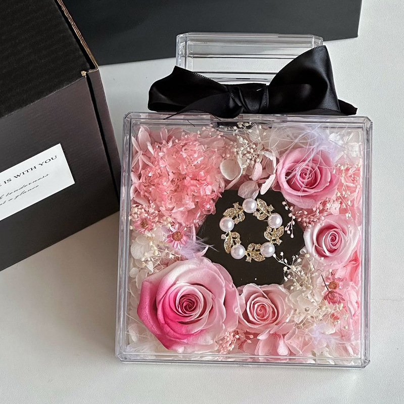 Valentines Day Everlasting Flower Gift Box Decoration Everlasting Eternal Immortal Long Lasting Rose Preserved Flowers