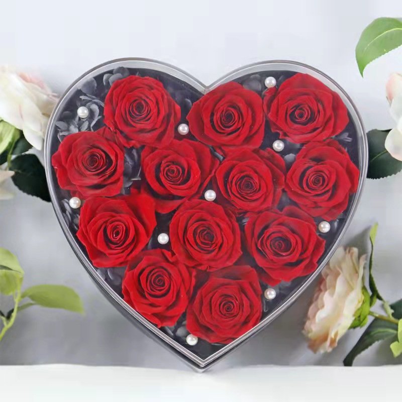 Yunnan Wholesale Heart Shape Preserved Forever Eternity Roses Box Valentines Mothers Day Gifts Preserved Flowers