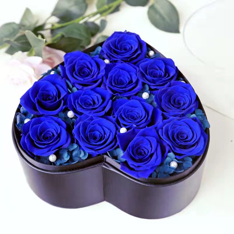 Yunnan Wholesale Heart Shape Preserved Forever Eternity Roses Box Valentines Mothers Day Gifts Preserved Flowers