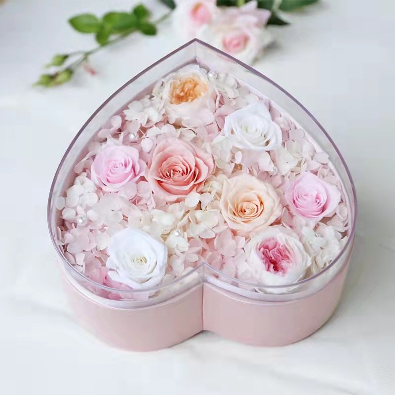 Yunnan Wholesale Heart Shape Preserved Forever Eternity Roses Box Valentines Mothers Day Gifts Preserved Flowers