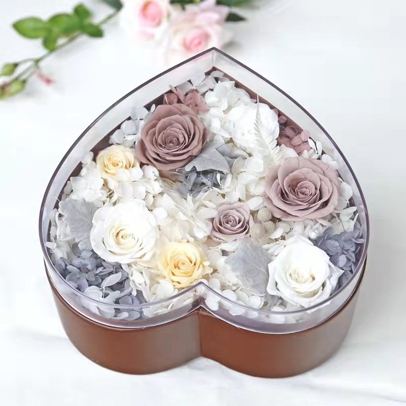 Yunnan Wholesale Heart Shape Preserved Forever Eternity Roses Box Valentines Mothers Day Gifts Preserved Flowers