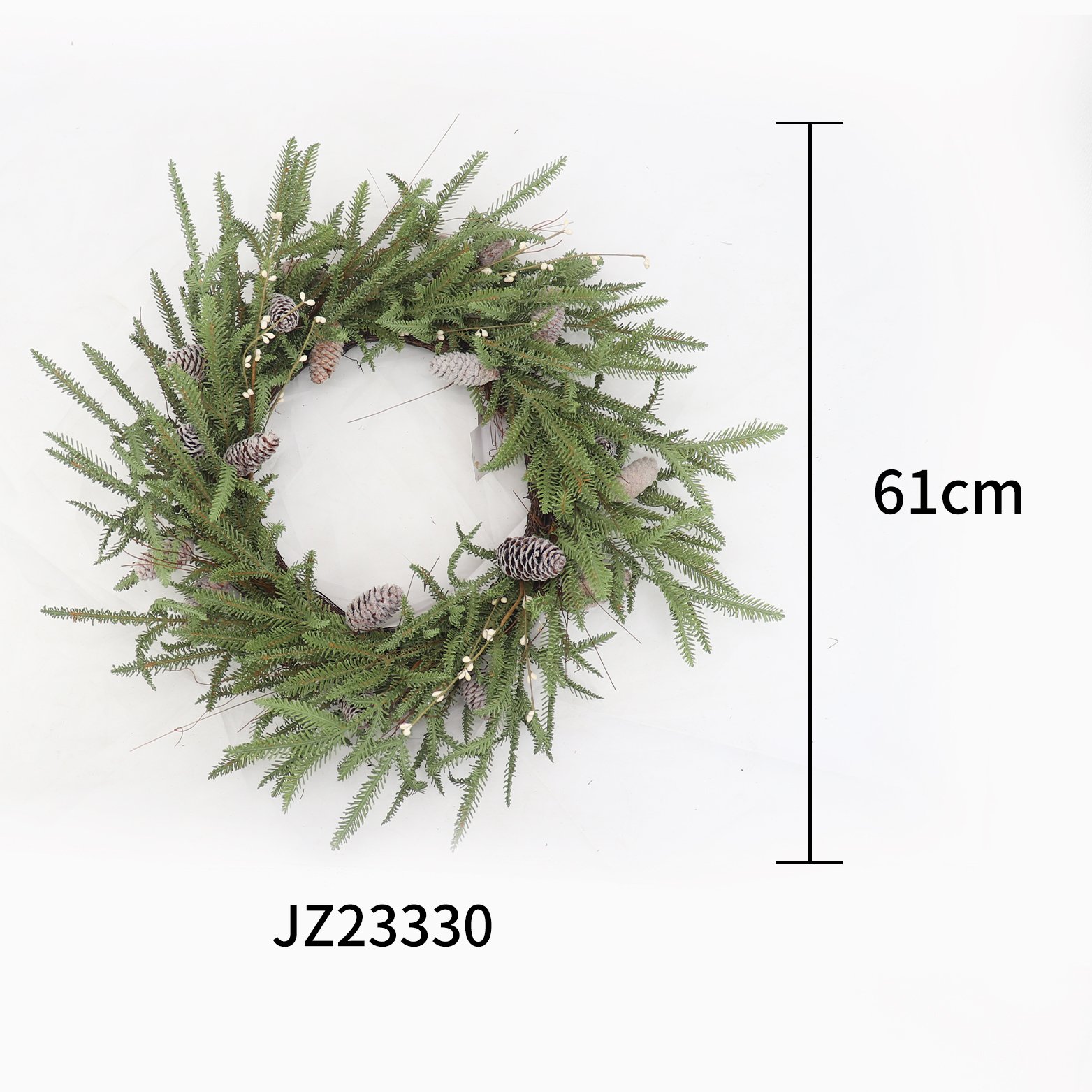 Fuzhou Manufacturer's 61cm Artificial Christmas cedar Leaf Pine Cone Ring Preserved Flower Wreath Home Vacation Wall Decor