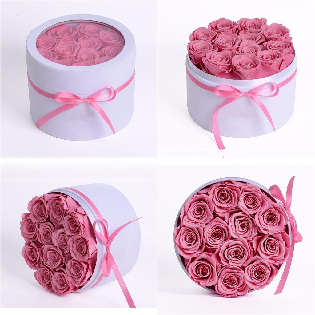 Valentine's Day Round Square Flower Boxes OEM ODM Factory A Grade Preserved Roses Eternal Immortal Rose Bouquets