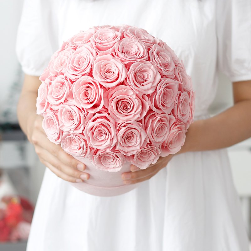 Lovebay Custom Logo Eternal Roses Preserved Rosas Eternas Preservadas Mushroom Head Natural Preserved Flower in Velvet Round Box