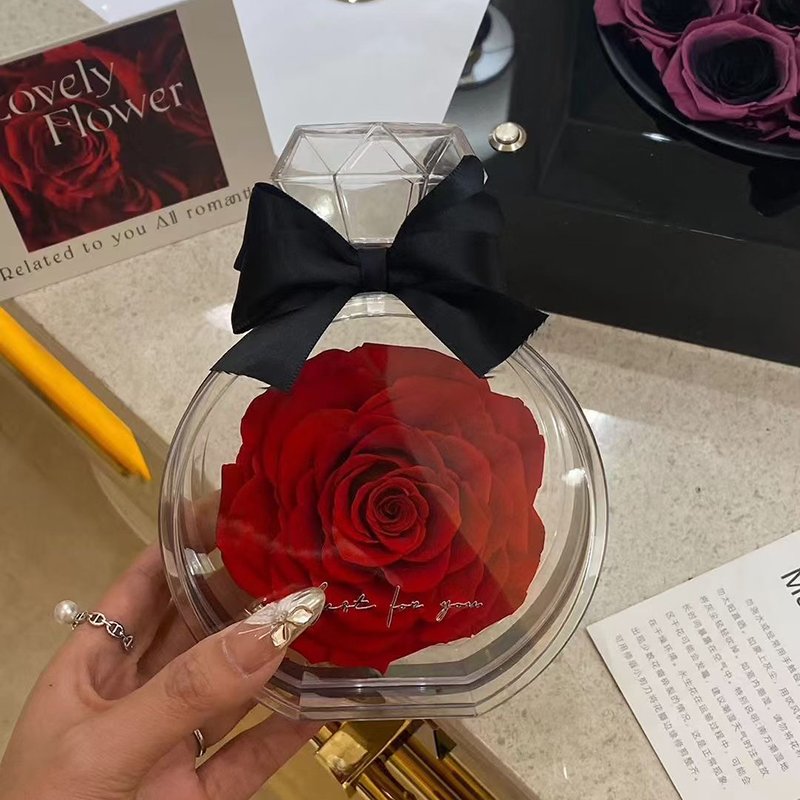 Preserved Roses High Quality Immortal Stabilization Preserved Real Roses in Acrylic Perfume Bottle Rose Gift for Valentines
