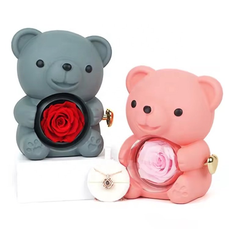 2024 Christmas Gift Set Wholesale Eternal Rose Jewelry Box Preserved Roses Flowers Jewelry Box For Girlfriend Mothers Day