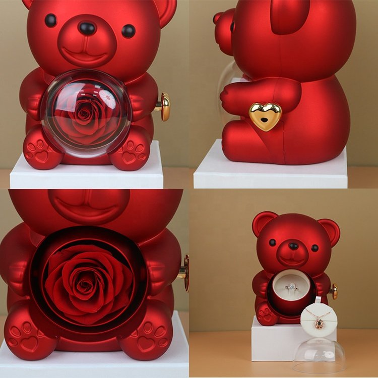 2024 Christmas Gift Set Wholesale Eternal Rose Jewelry Box Preserved Roses Flowers Jewelry Box For Girlfriend Mothers Day