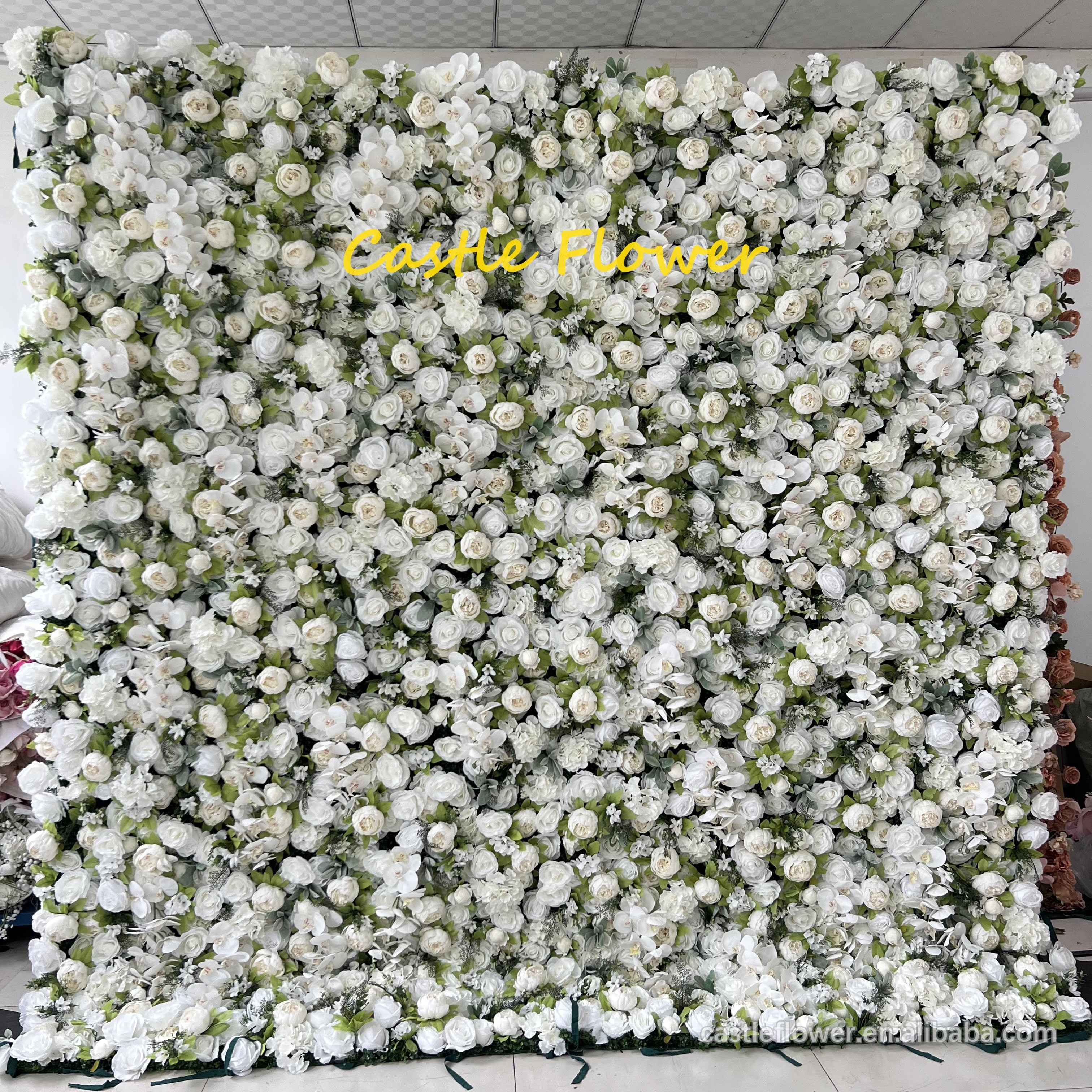 AFW085 3D cusatom 8ftx8ft Red Rose Silk Fabric Rolling Up Curtain Flower Wall Backdrop