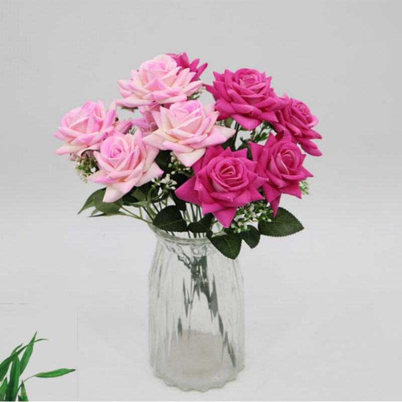 Factory Wholesale High Quality 7 Heads Roses Artificial Flowers Red Rose Bouquet Home Wedding Table DIY Centerpiece Decoration.