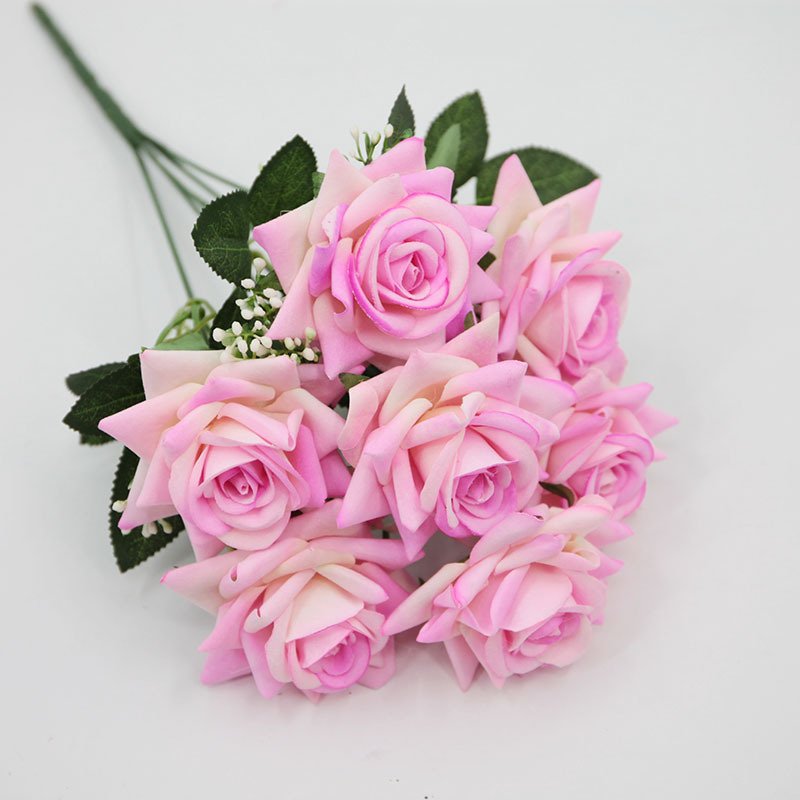 Factory Wholesale High Quality 7 Heads Roses Artificial Flowers Red Rose Bouquet Home Wedding Table DIY Centerpiece Decoration.