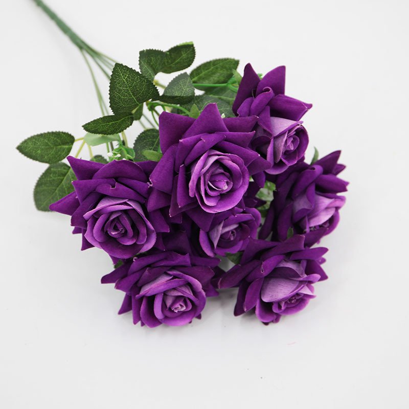Factory Wholesale High Quality 7 Heads Roses Artificial Flowers Red Rose Bouquet Home Wedding Table DIY Centerpiece Decoration.