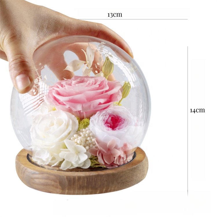 New Arrival Valentine's Day Womens Gift Preserved Forever Roses Eternal Real Flower With Led Light In Gass Dome