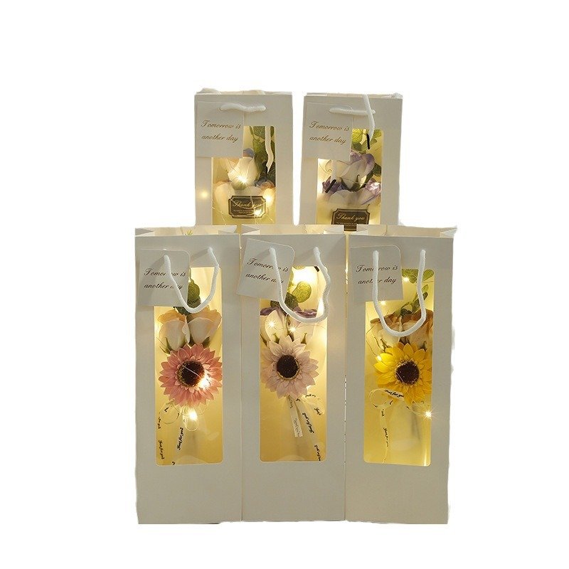YX Thanksgiving Christmas simulated crushed ice blue rose soap bouquet gift box Mother's Day gift for wife and girlfriend