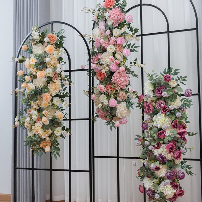 Customizable Hot Selling Rose Flower Decoration Vines Garland Silk Flower Garland Table Flower Runner For Wedding Party