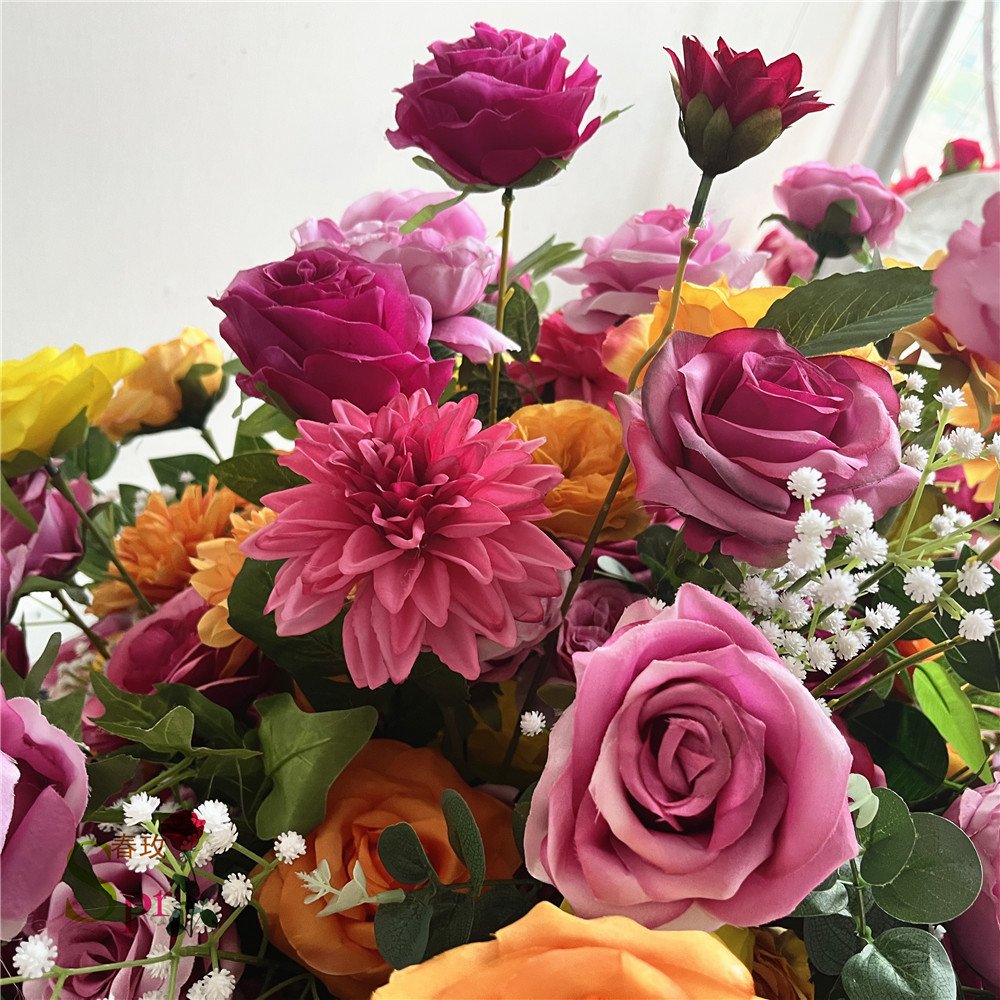 SPR Bridal Bouquet DIY burgundy artificial flower ball table centerpieces wedding decor party flower row arrangement Christmas