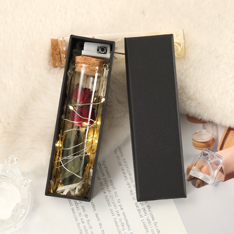 Factory Direct Sale Preserved Flowers Dry Flower In Glass Tube Bottle Good Hand Gift Box