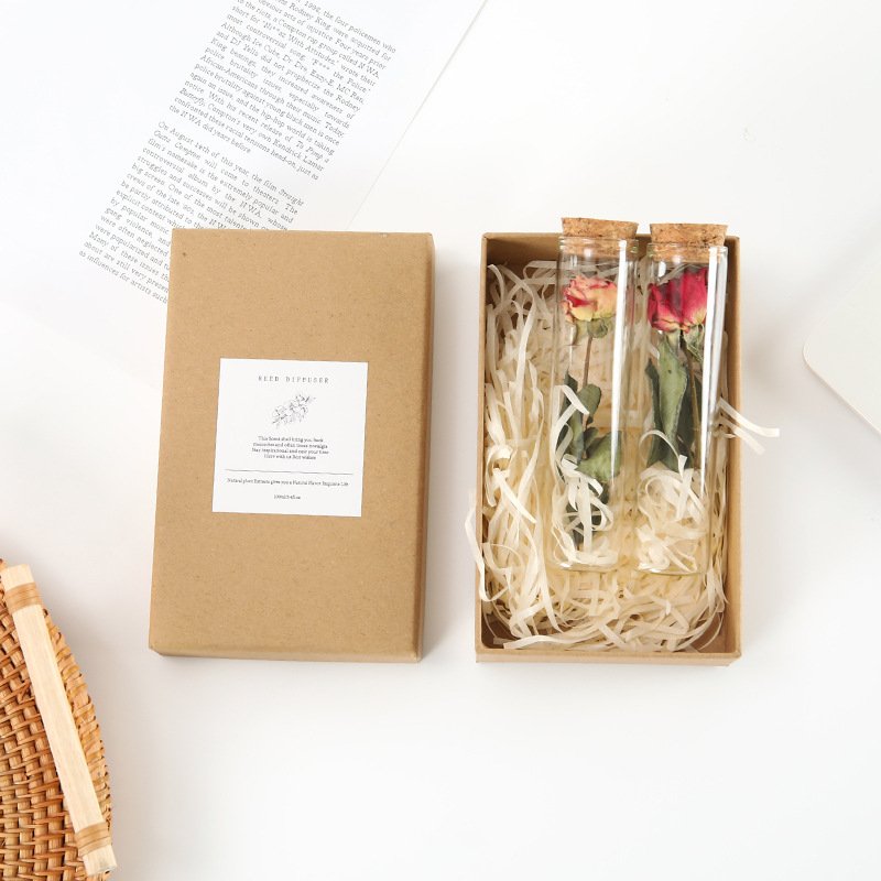 Factory Direct Sale Preserved Flowers Dry Flower In Glass Tube Bottle Good Hand Gift Box