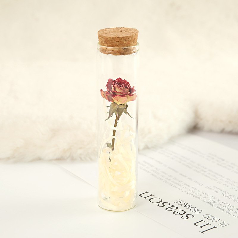 Factory Direct Sale Preserved Flowers Dry Flower In Glass Tube Bottle Good Hand Gift Box