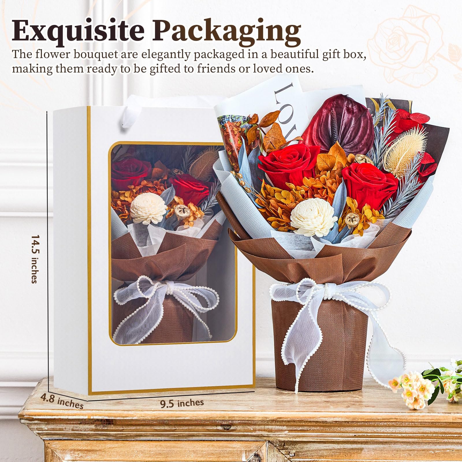 2024 New Luxury New Year Gift Set Eternal Flower Regalos De San Valentin Rose Preserved Rose Bouquets