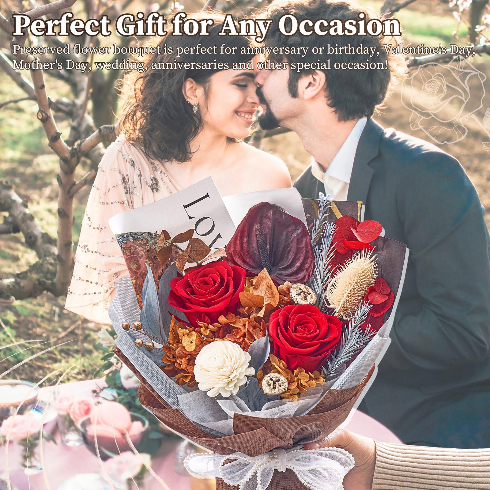 2024 New Luxury New Year Gift Set Eternal Flower Regalos De San Valentin Rose Preserved Rose Bouquets
