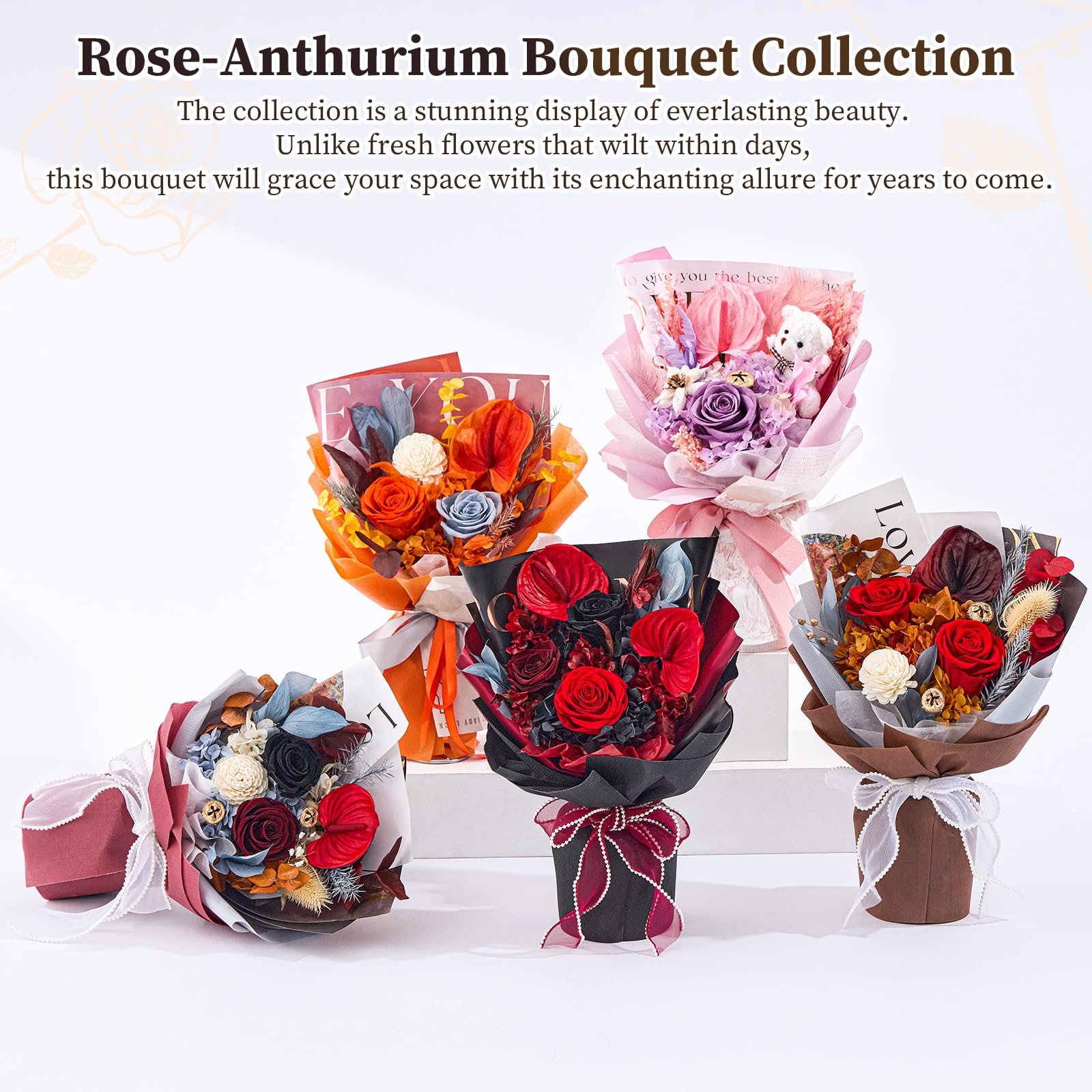 2024 New Luxury New Year Gift Set Eternal Flower Regalos De San Valentin Rose Preserved Rose Bouquets
