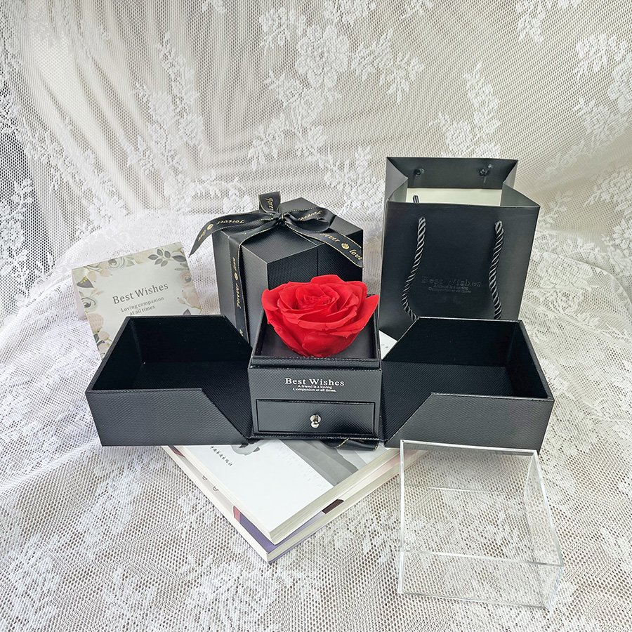 Wholesale new design real rose forever rose box preserved flowers rose in Jewelry box for Valentine's day