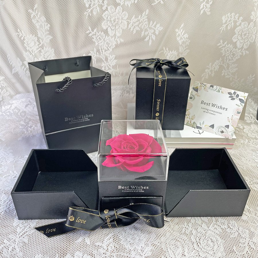 Wholesale new design real rose forever rose box preserved flowers rose in Jewelry box for Valentine's day