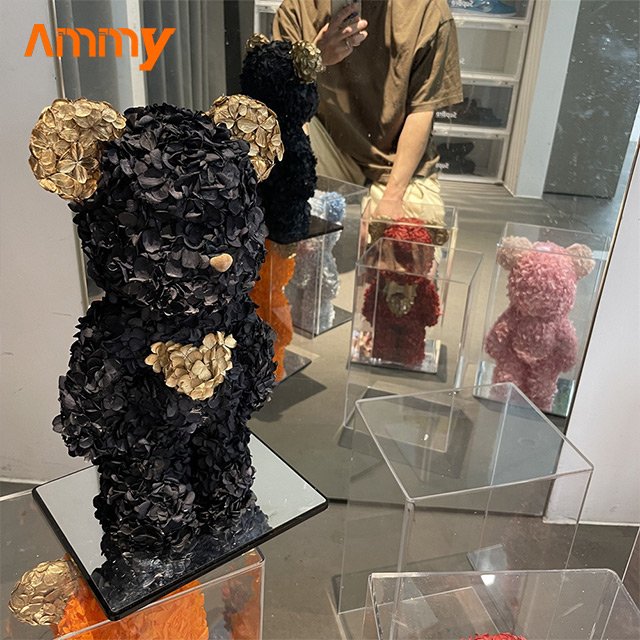 Ammy valentines day gift preserved rose Violent bear tide play love gold sweet cool multi-color mirror acrylic ornaments