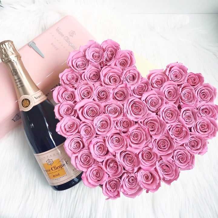 eternal eternity forever roses flowers Heart Shaped Pink Velvet Flower Box With Foam For Preserved Roses for mother's day gift