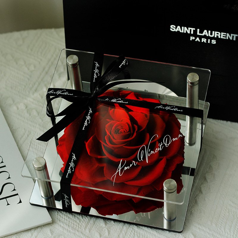 Valentine's gift mother day gift preserved large eternal rose flowers forever mirror acrylic roses box gift box preserved rose