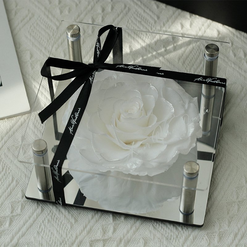 Valentine's gift mother day gift preserved large eternal rose flowers forever mirror acrylic roses box gift box preserved rose