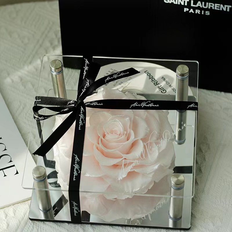 Valentine's gift mother day gift preserved large eternal rose flowers forever mirror acrylic roses box gift box preserved rose