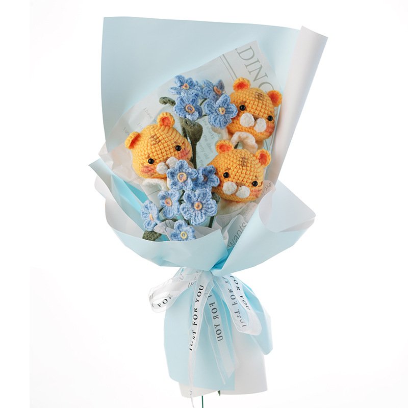 Sunxinyi Diy Kit Yarn Crochet Material Set Daisy Tulip Bouquet Handmade Set Preserved Flower Beginners Crochet Kit Flowers Diy