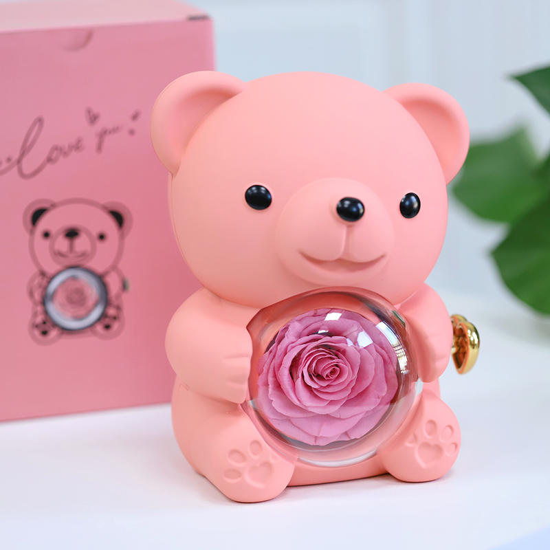 Customized Preserved Rose Box With Mom Necklace Preserved Rotating Rose Box Heart Necklace Preserved Roses In Jewelry Gift Box