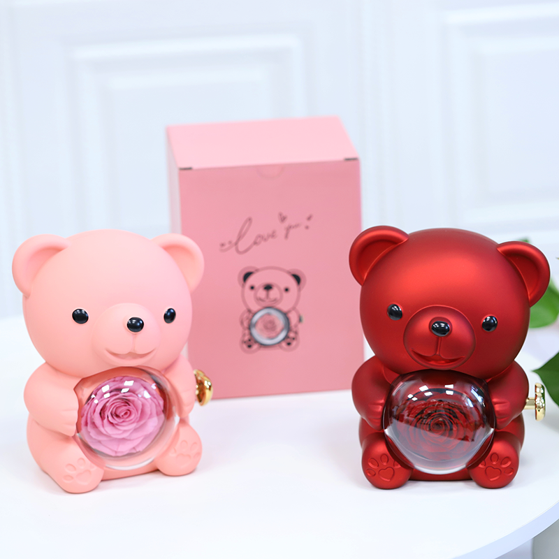 Customized Preserved Rose Box With Mom Necklace Preserved Rotating Rose Box Heart Necklace Preserved Roses In Jewelry Gift Box