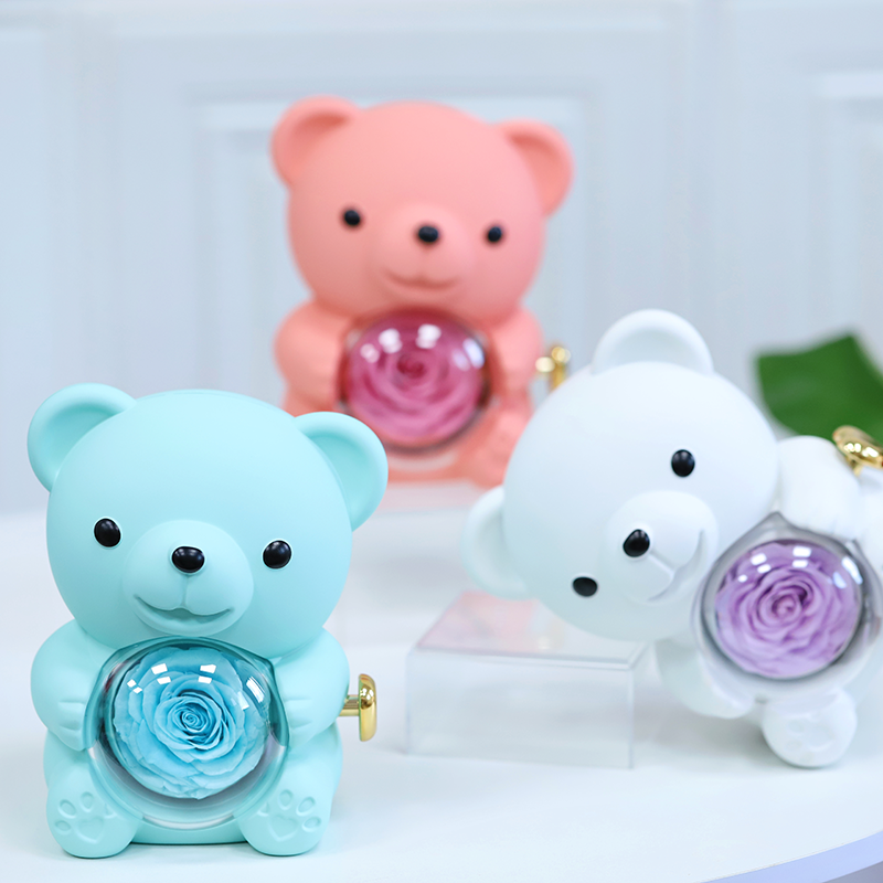 Customized Preserved Rose Box With Mom Necklace Preserved Rotating Rose Box Heart Necklace Preserved Roses In Jewelry Gift Box