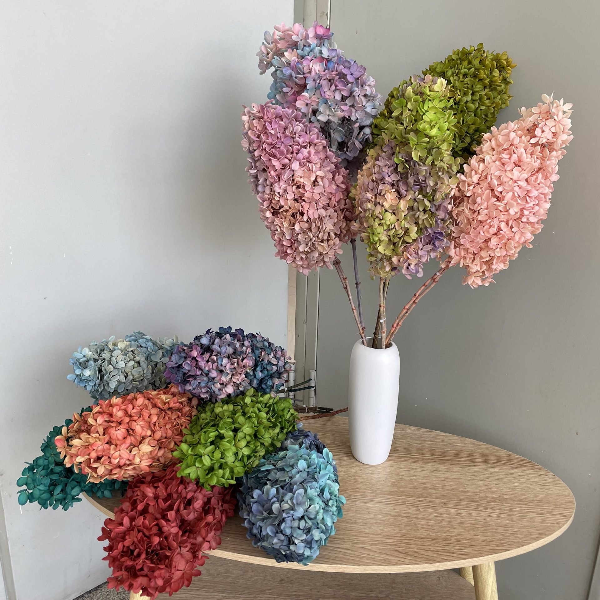 DIY Material Preserved Big Leaf & Tower & Anna Hydrangeas with Stem Preserved Hydrangea for Wedding Decoration