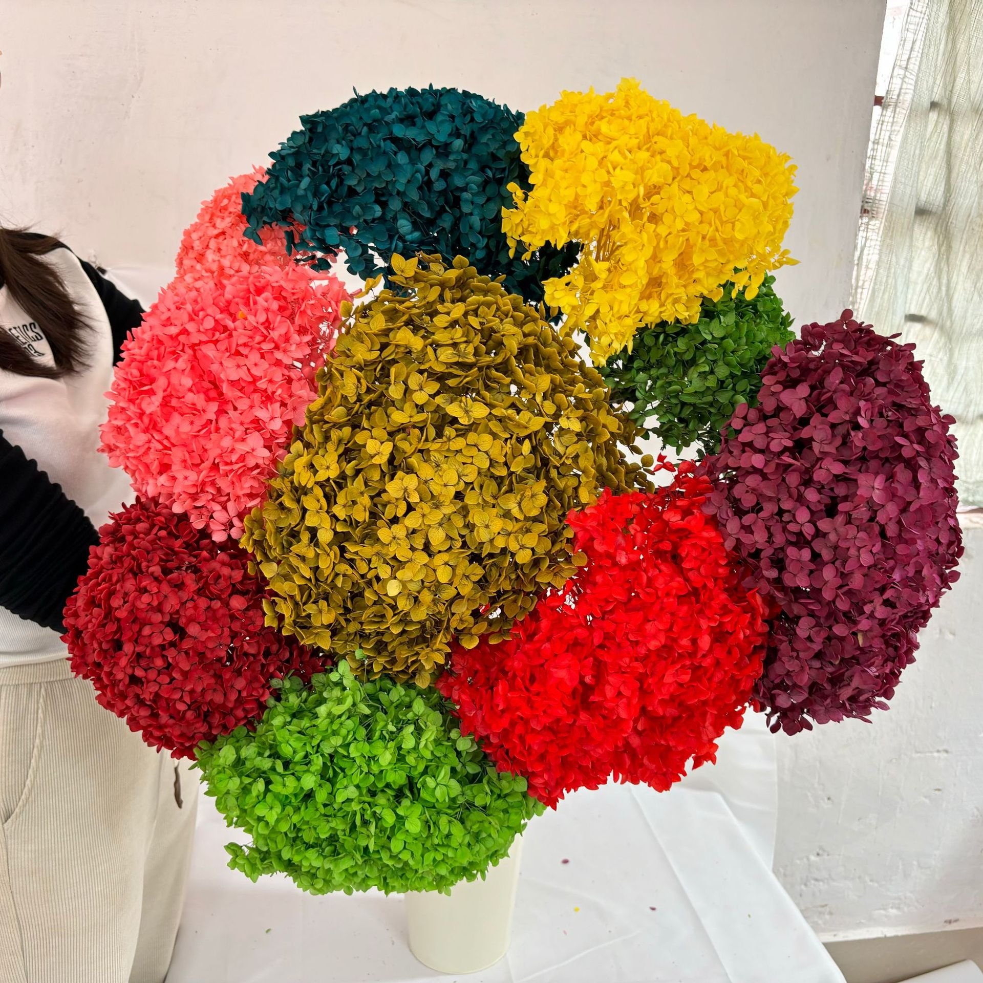 DIY Material Preserved Big Leaf & Tower & Anna Hydrangeas with Stem Preserved Hydrangea for Wedding Decoration