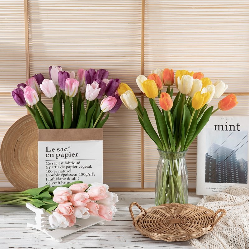 MW59901 New Arrival Artificial Flower Real Touch Tulip Stem Realistic Preserved Home Party Wedding Decoration